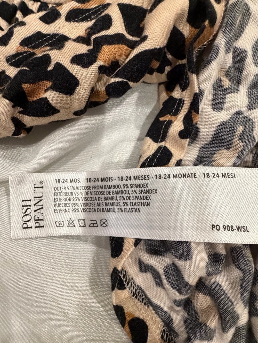 POSH PEANUT Girls' Leopard Ruffle-Hem Long Sleeve Top - Tan & Black Size 24m - Picture 4 of 5